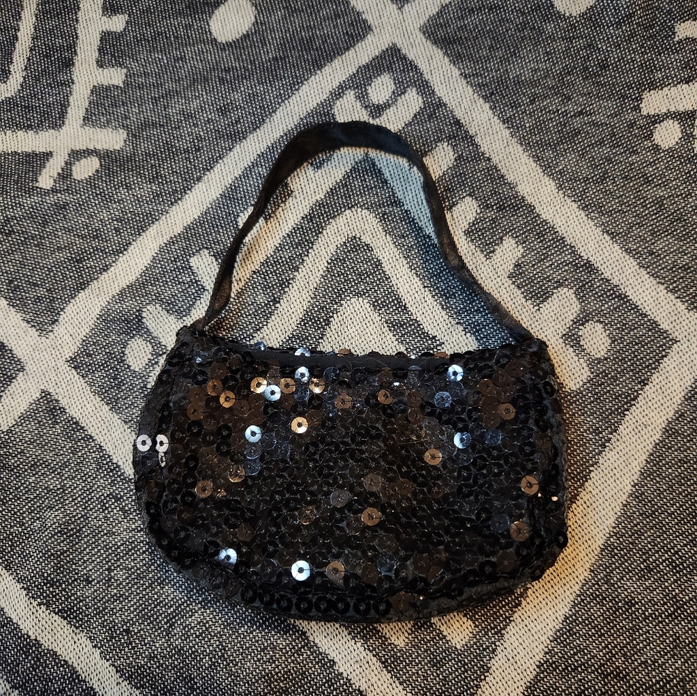 Build-A-Bear Workshop BABW Black Sequin Bag Purse